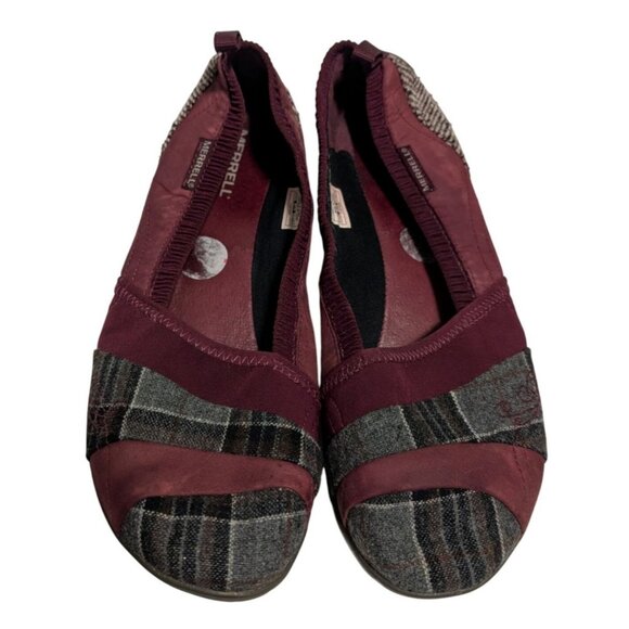 Merrell Port Royale Ballet Flats Purple Plaid Barefoot Delight J56254 Women's 10 - Picture 2 of 4